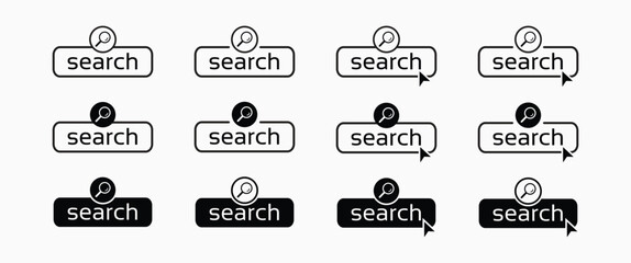 Search bar set, search boxes ui template for web site or browsers search button