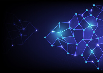 Abstract network connection technology background with geometric polygonal shapes.