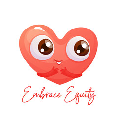 Embrace Equity vector illustration. Sisterhood and girl power concept. Woman hug yourself. EmbraceEquity. Female empowerment movement