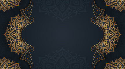 Gray background with golden mandala ornament