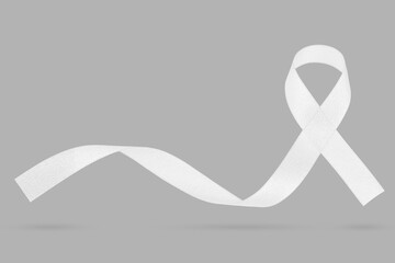 November Lung Cancer Awareness month, white Ribbon on grey background. Represents a mental health prevention program, mental health awareness campaign. clipping path