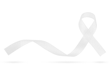November Lung Cancer Awareness month, white Ribbon on grey background. Represents a mental health...