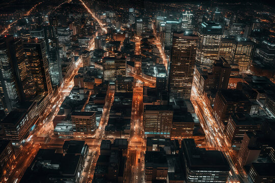 Nighttime City Skyline with Vibrant Energy - AI generated © Custom Media