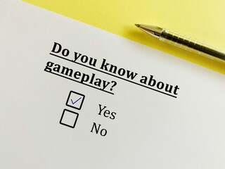 Questionnaire about gaming