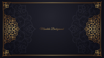 luxury mandala background, black and gold, design vector