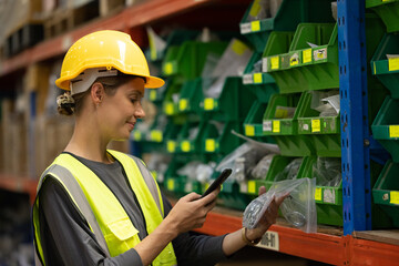 Warehouse worker tag and label products with a handheld scanner to prepare and complete orders....