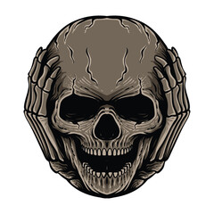 t shirt design scared skull illustration