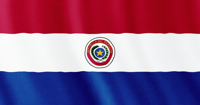 4k seamless loop animation with the flag of Paraguay. Paraguayan flag backdrop seamless animation.