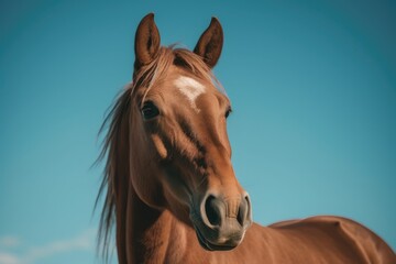Obraz premium Horse Against Sky Blue Background. Generative AI