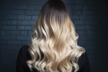 Naklejka premium Ombre Hair Color Fading To Blonde Back View. Generative AI