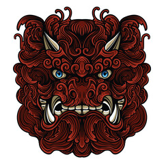 red foo fu dog t shirt design illustration