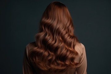 Wavy Hair In Shades Of Chestnut Back View. Generative AI