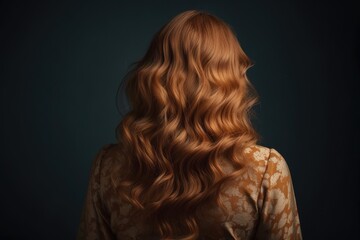 Wavy Hair In Shades Of Caramel Back View. Generative AI