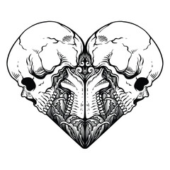 tattoo design skull love heart