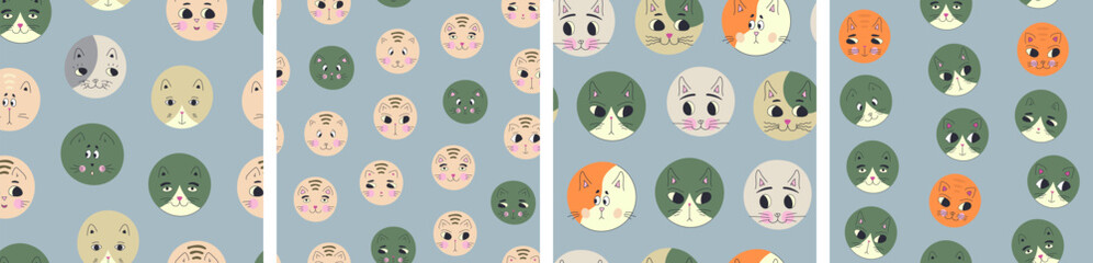 Funny cat face, abstract personage, mascot design, funny face, cute icon