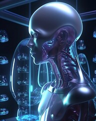 AI generative futuristic android head
