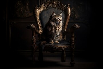 cat sitting on a chair. AI generated art.