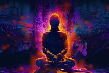 Meditation and work with energies and aura. Generative AI Image