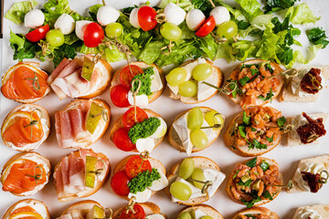 different appetizers on the catering table