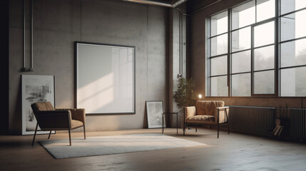 Fototapeta premium Decorate the empty living room with gray walls and parquet floors. generative ai.