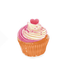 pink white cream cupcake sweet cake for cafe vector