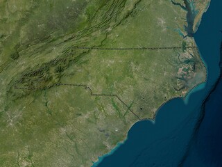 North Carolina, United States of America. Low-res satellite. No legend