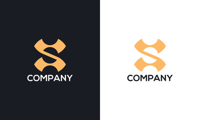 Logo on letter S monogram vector template. Beautiful lettering shape branding design.