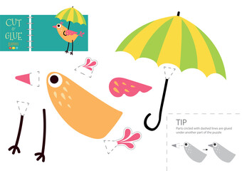 Cut and glue paper toy. Preschool kids vector educational worksheet