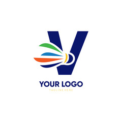 Letter V Initial Shuttlecock Logo Design Vector Icon Graphic Emblem Illustration