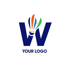 Obraz premium Letter W Initial Shuttlecock Logo Design Vector Icon Graphic Emblem Illustration