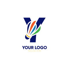 Letter Y Initial Shuttlecock Logo Design Vector Icon Graphic Emblem Illustration