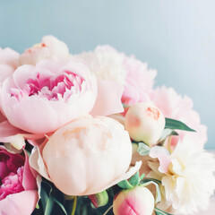 Fototapeta na wymiar Pastel pink peonies, wedding, Easter, Mother's day, vintage style, generative ai.