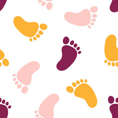 Seamless pattern with colorful human feet