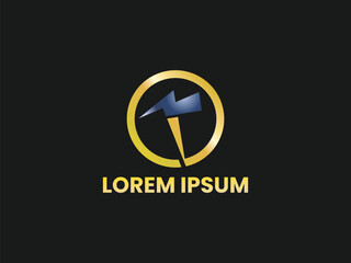 Initial T logo monogram with lightning and circle