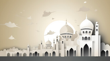 Fototapeta premium Mosque architecture graphic design with generative AI technology