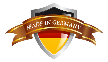 Made in Germany. Isolated shield with text.