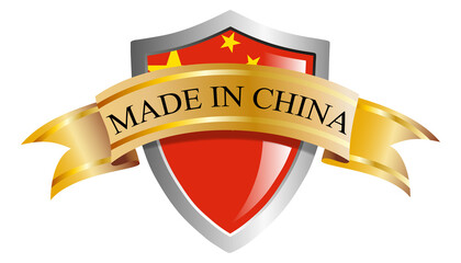 Made in China. Isolated shield with text.