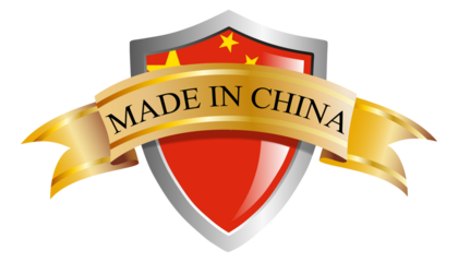 Made in China. Isolated shield with text.