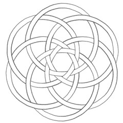 illustration of a circular black and white pattern in the form of a mandala to color for a coloring book