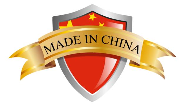 Made in China. Isolated shield with text.