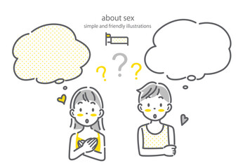 性について考える10代の女の子と男の子　性教育　シンプルで親しみやすい線画イラスト