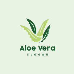 Fototapeta na wymiar Aloe Vera Logo, Herbal Plant Vector, Illustration Symbol Icon Simple Design