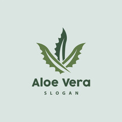 Fototapeta premium Aloe Vera Logo, Herbal Plant Vector, Illustration Symbol Icon Simple Design
