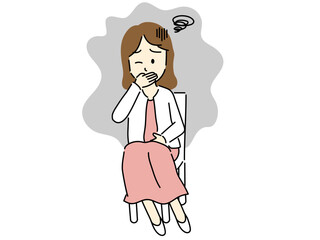 つわりに苦しむ女性のイラスト
