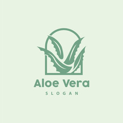 Aloe Vera Logo, Herbal Plant Vector, Illustration Symbol Icon Simple Design