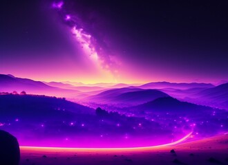 Beautiful purple starry night illustration, Belgrade Serbia, 4k light dust art concept generative ai