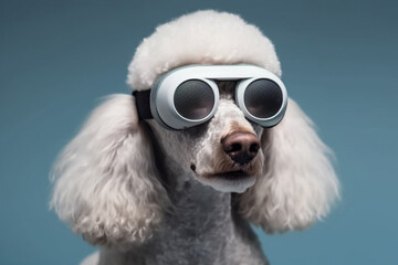 Dog in vr glasses. Generative ai