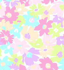Vintage floral background. Floral pattern with small pastel color flowers . Seamless pattern for design and fashion prints. Ditsy style. Stock illustration.