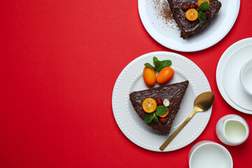 Tasty dessert - Chocolate cake, concept of delicious dessert