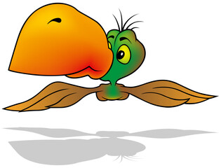 Green Parrot with Big Orange Beak